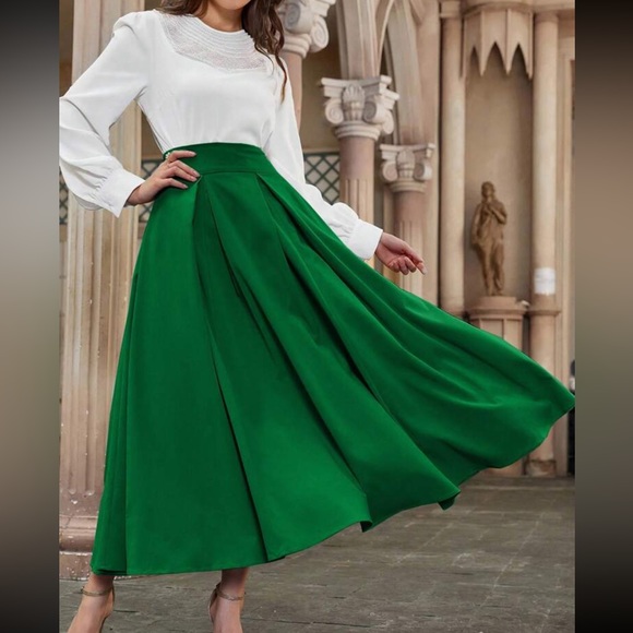 Luxe high waisted pleated flare maxi skirt - Picture 4 of 6